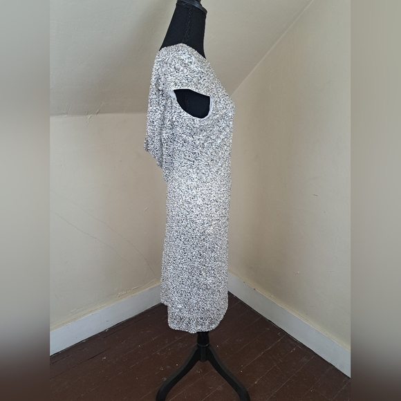 Badgley Mischka White Silver Gold Swank Sequin Sheath Open Back Dress Size 10 - Picture 4 of 15